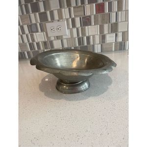 Old English genuine pewter bowl petal shaped dish silver‎
